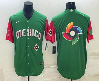 Men%27s Mexico Baseball 2023 Green World Big Logo With Patch Classic Stitched Jerseys->2023 world baseball classic->MLB Jersey
